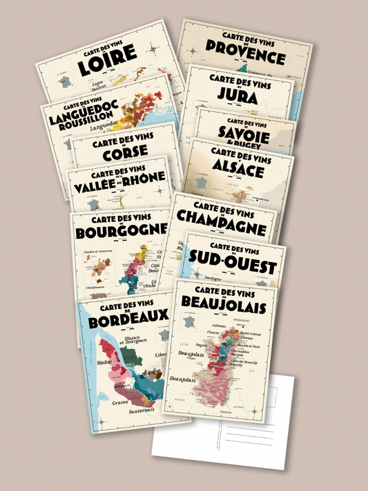 Pack complet 13 cartes postales - Les Vins de France 👉-25%